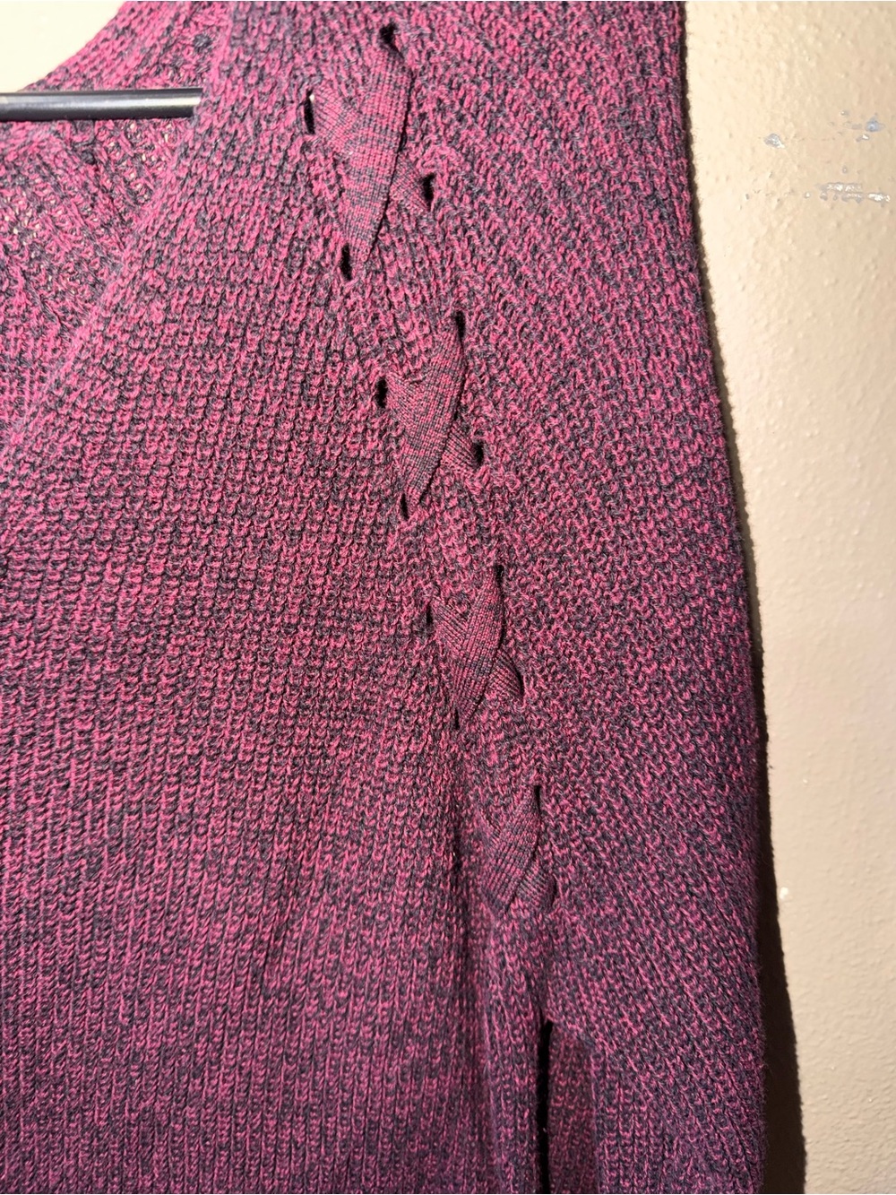 a.n.a Plum V-Neck Cable-Shoulder Knit Sweater - Picture 3 of 7